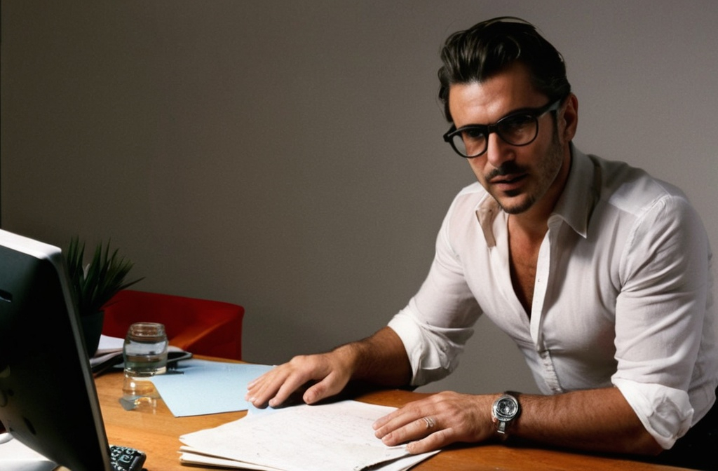A man sitting at a desk working on a computer